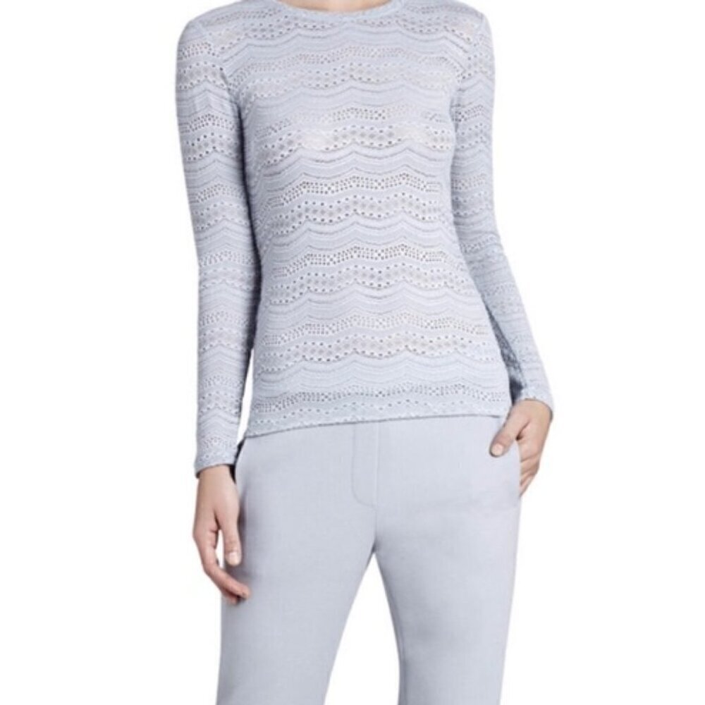 BCBGMAXAZRIA Embroidered Eyelet Fae Top in Smoke, Size S